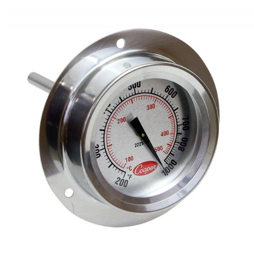 Pizza Oven Flange Mount Thermometer - Dual Scale